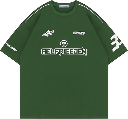 Aelfric Eden Mens Graphic Tees Vintage Racing Tees Oversized T Shirt Women Contrast Color Summer Tops