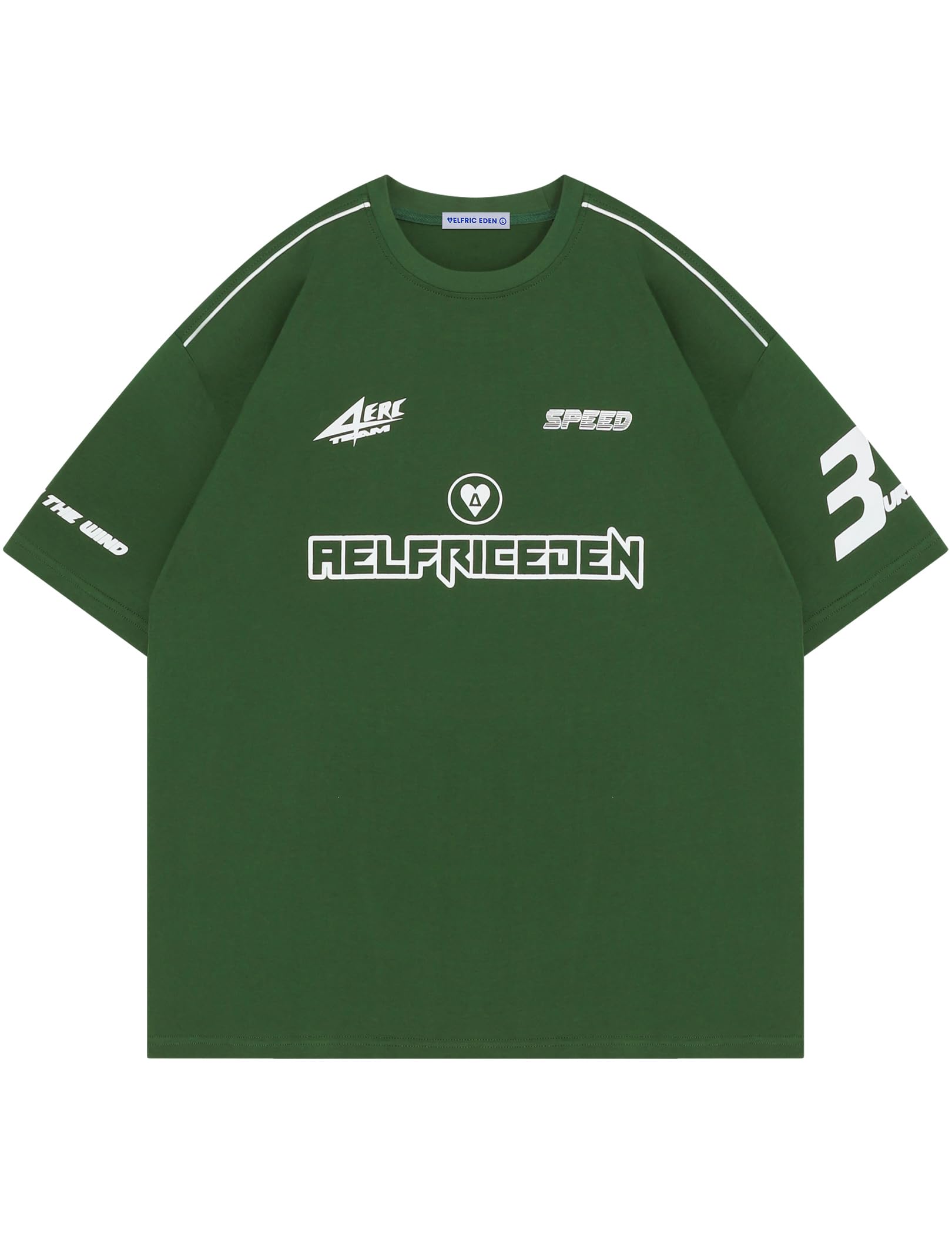 Aelfric Eden Mens Graphic Tees Vintage Racing Tees Oversized T Shirt Women Contrast Color Summer Tops