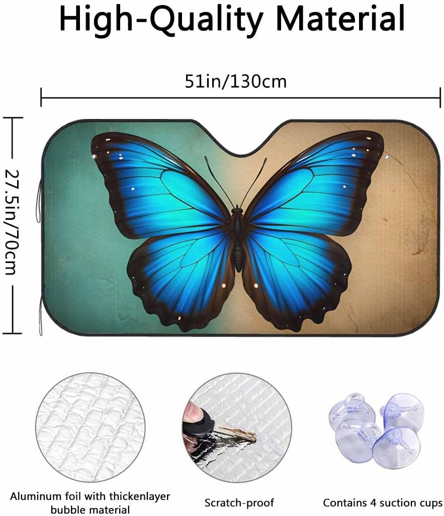 Butterfly Car Windshield Sun Shade - Universal Fit - Blocks UV Rays - Car Truck SUV image 2