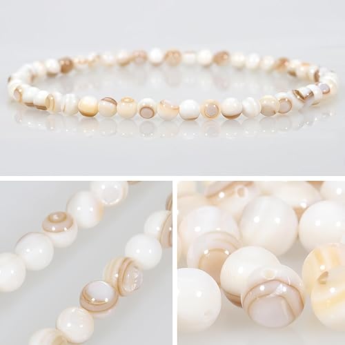 Miniatura 7 de 50PCS 6mm Natural White Mother of Pearl Shell Beads - Natural Crystal Beads Stone Gemstone Round Loose Beads for Bracelets Jewelry Making and DIY