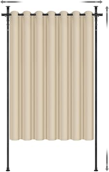 Room Divider Curtain and Rod Set - 6 x 10.2FT Adjustable Wall Divider Rod & Soft Privacy Curtains, Portable Easy to Install Room Separations for Room Blackout