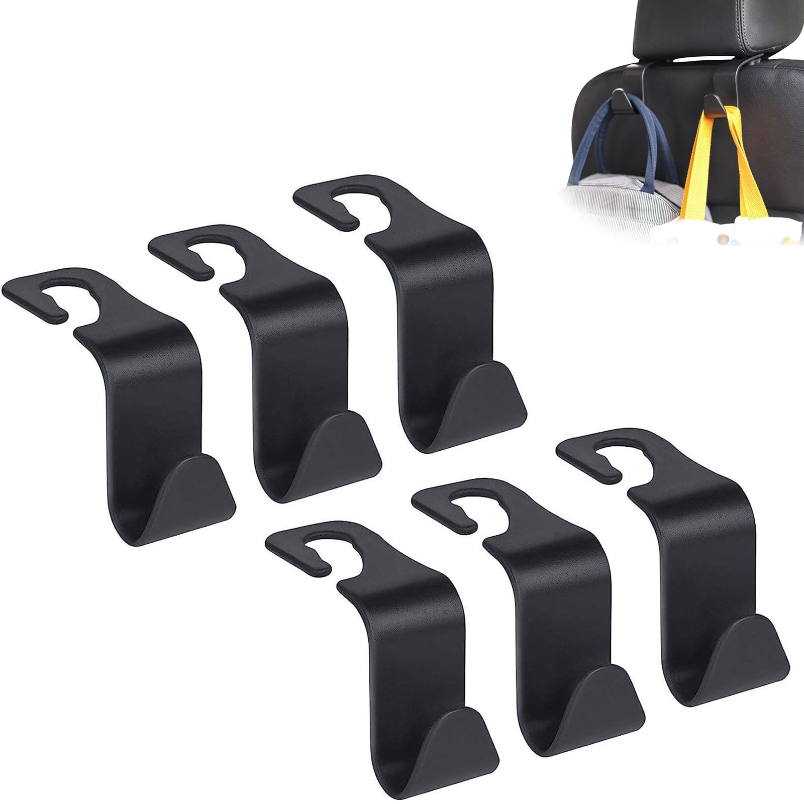 Auto Hooks, Car Bag Hook, 6 pack Car Storage Hooks Back Seat Headrest Hanger, Universal Car Handbag Hooks, Multifunctional Heavy Duty Storage Hooks for Auto Backseat