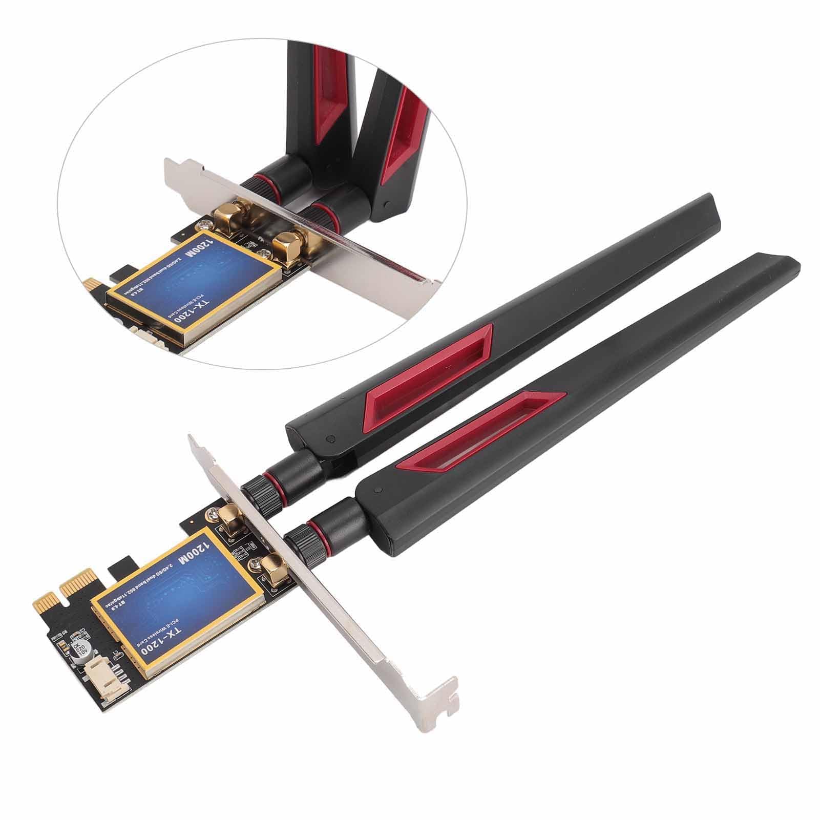 Dpofirs PCI Express X1 Scheda WiFi, Adattatore di Rete per PC a Gamma Ampia -Card 4.0 Stable 1200 Mbps 7260AC con Doppia Antenna 10DBI per Computer