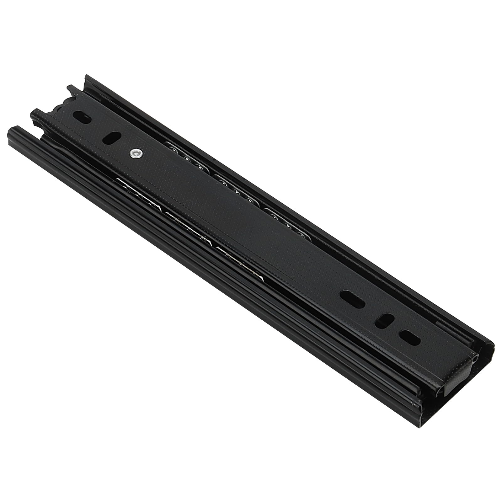SOUJAP 6 guías de cajón de extensión completa de 8 pulgadas, deslizadores telescópicos de acero negro con tornillos, rieles de montaje lateral de 20 cm para armarios, cajones