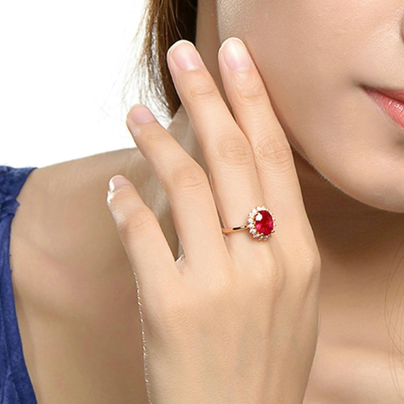 Bague de mariage en or rose 18 carats 750 avec tourmaline taille ovale 1,45 ct avec diamant or rose Au750