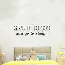 Wall Decals, Wall Stickers for Bedroom, Quotes Inspirational Motivational Men Women Adults Scripture Bible Verse Christian Jesus Prayer Biblical Lord, Decorative Saying Word, Family Life Positive Home Vinyl Black, Give It to God and Go to Sleep 35"X9.8"