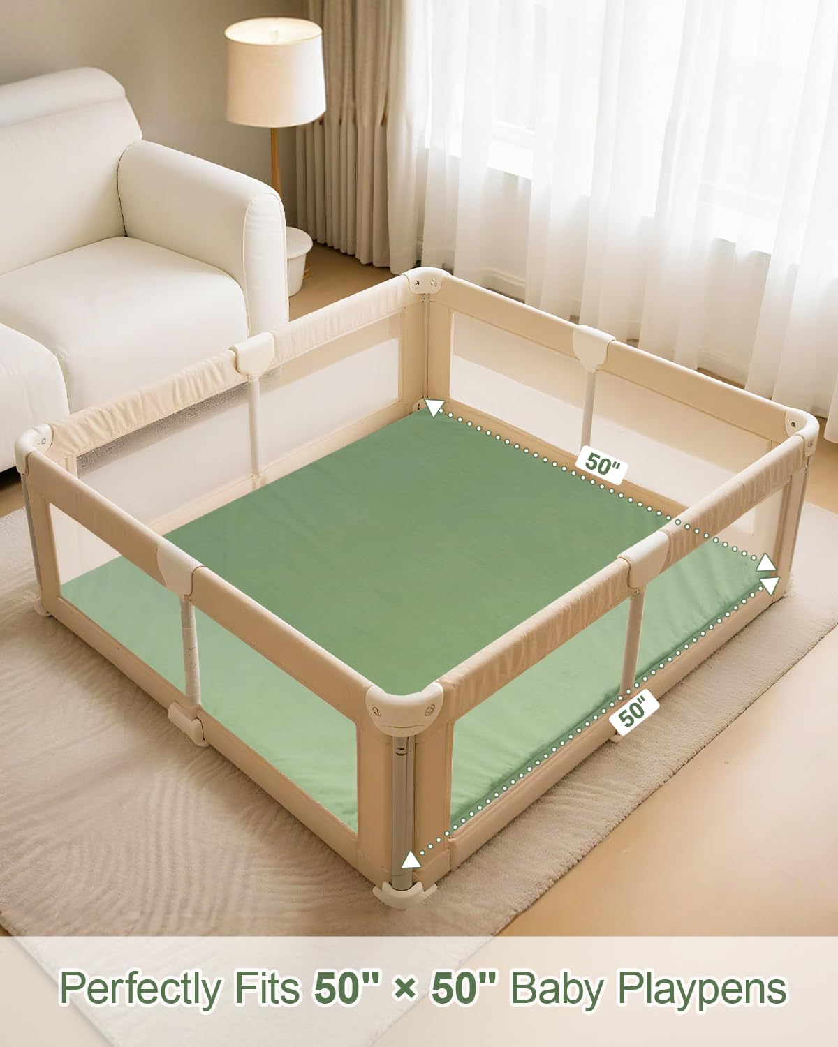 Tapete grueso de juego para bebé, tapete reversible de espuma de piel vegana y felpa de 50 x 50 pulgadas, funda extraíble, fácil cuidado y súper suave para cualquier sala de juegos y tiempo familiar