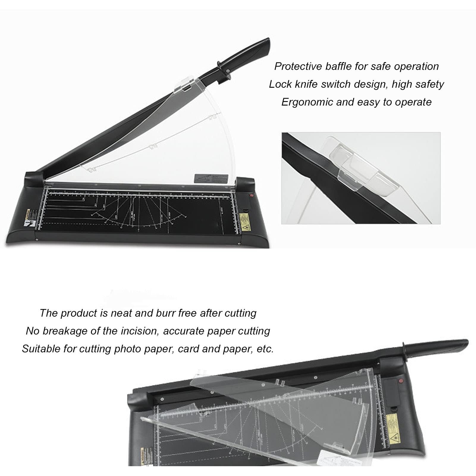 Taglierina di Carta, Taglio Veloce Incisivo Durevole Piatto Ferma Facile da Usare Tagliacarte, Macchina da Taglio Precisa per Carta da Taglio Ergonomica, per Casa, Ufficio, Scuola