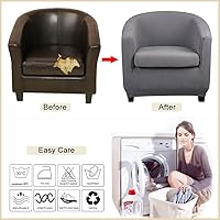 Vista 6 de Funda para silla de club con funda de cojín de asiento, fundas redondas para silla de bañera, funda protectora para sillón de barril, protector