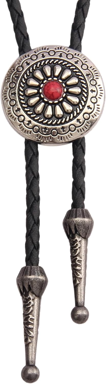 Bolo Tie Uomo Donna Con Pietra Turchese – Cravatta Western In Pelle Vintage Per Rodeo, Concerti Country E Stile Boho