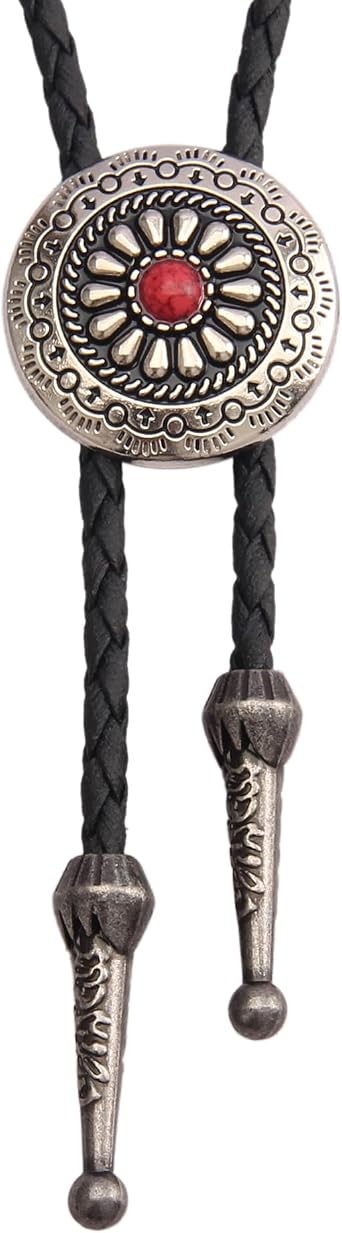 COOLLA Native American Bolo tie Rodeo Cowboy Leather Necktie Western Bolo ties for Men Women