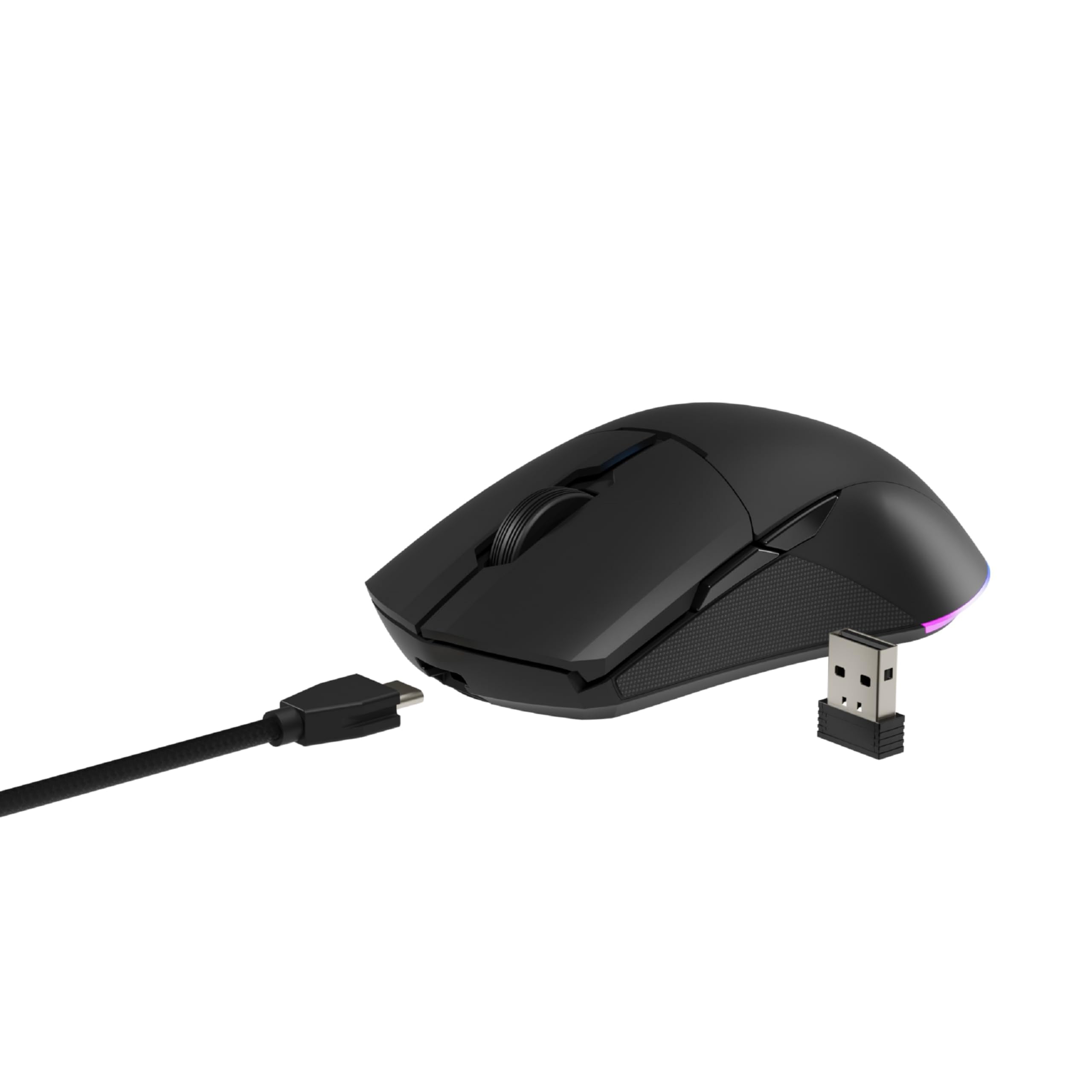 NEWSKILL Chiron Pro Wireless ratón Gaming RGB inalámbrico ambidiestro 16000DPI 8 Botones Sensor PAW3335 Negro