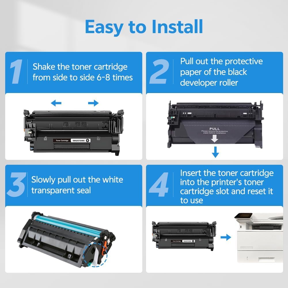 58X CF258X Toner Cartridge Black Replacement for HP 58A CF258A 58X CF258X Toner for Pro MFP M428dw M428fdw M428fdn M428, Pro M404n M404dn M404dw M404, Enterprise MFP M430f M406dn Printer 2 Pack