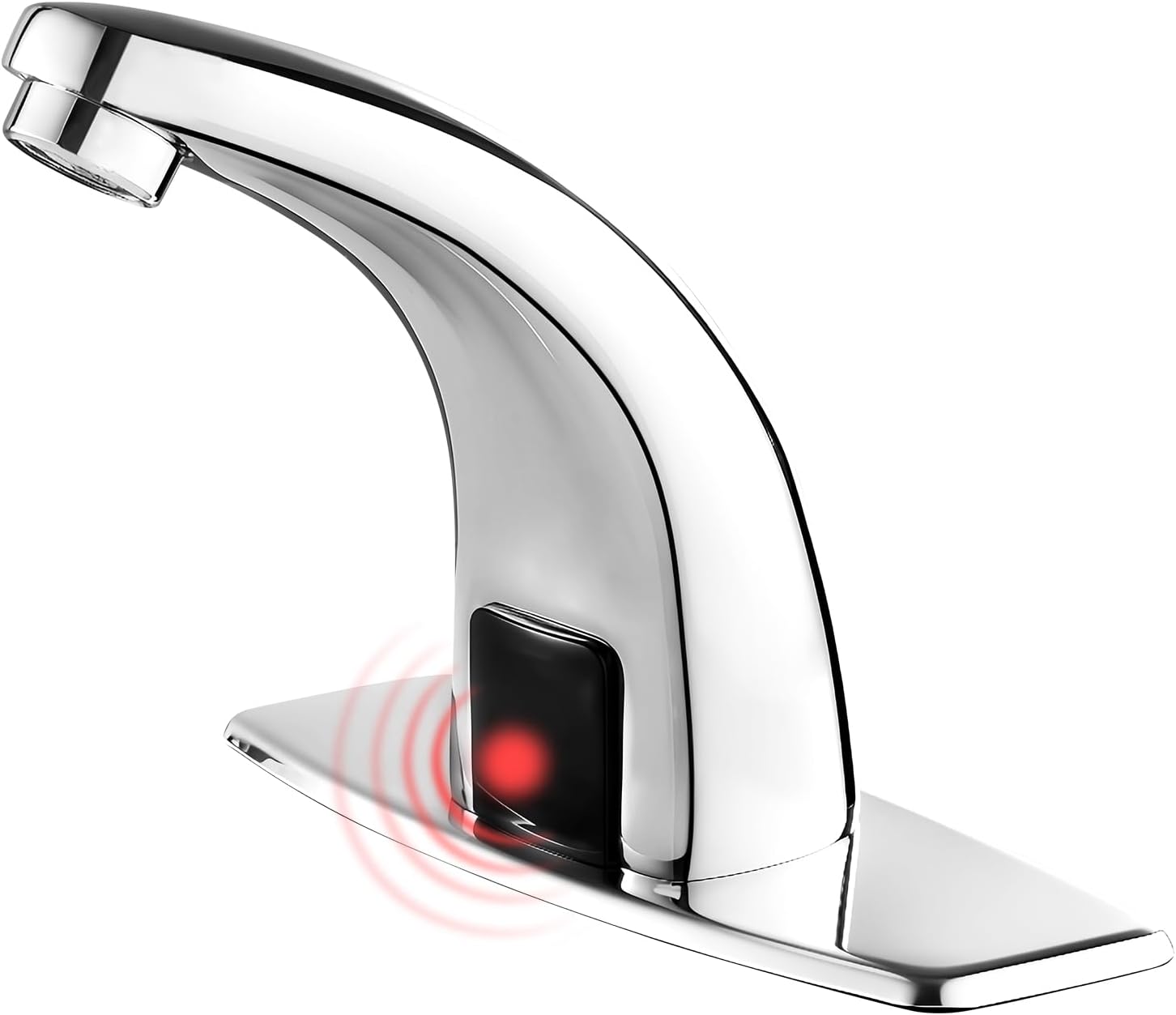 Touchless Bathroom Sink Faucet，Automatic Motion Sensor Faucets with 1 Hole Plate for Water Bath Commercial Lavatory Farmhouse, Chrome