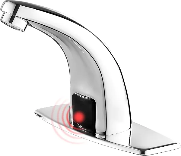 Touchless Bathroom Sink Faucet，Automatic Motion Sensor Faucets with 1 Hole Plate for Water Bath Commercial Lavatory Farmhouse, Chrome