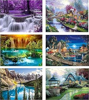 LWZAYS 6 Pack Landscape Diamond Painting Kits for Adults,Diamond Art Kits Adults,Crystal Art Kits for Adults,Full Drill Gem Art Kit for Adults, Diamond Dot Kits for Home Decor (30x 40cm)