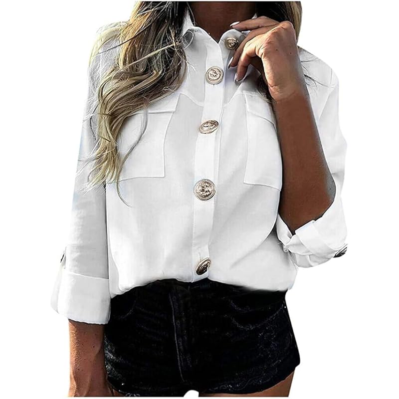 レディース ご注意ください Keerads ブラウス女性ボタントップ制服レトロ長袖シャツラペルシャツ洗浄デニムシャツカジュアルなお祝いパーティー服ブラウストップ N0bsriojzy Lgbtbrooklyn Org