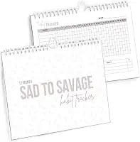 SAD TO SAVAGE Habit Tracker por Shelby Sacco – Diário diário de hábitos com afirmações e material educacional no ciclo de hábitos para criar hábitos para melhorar sua vida