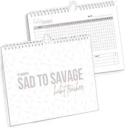 SAD TO SAVAGE Habit Tracker por Shelby Sacco – Diário diário de hábitos com afirmações e material educacional no ciclo de hábitos para criar hábitos para melhorar sua vida
