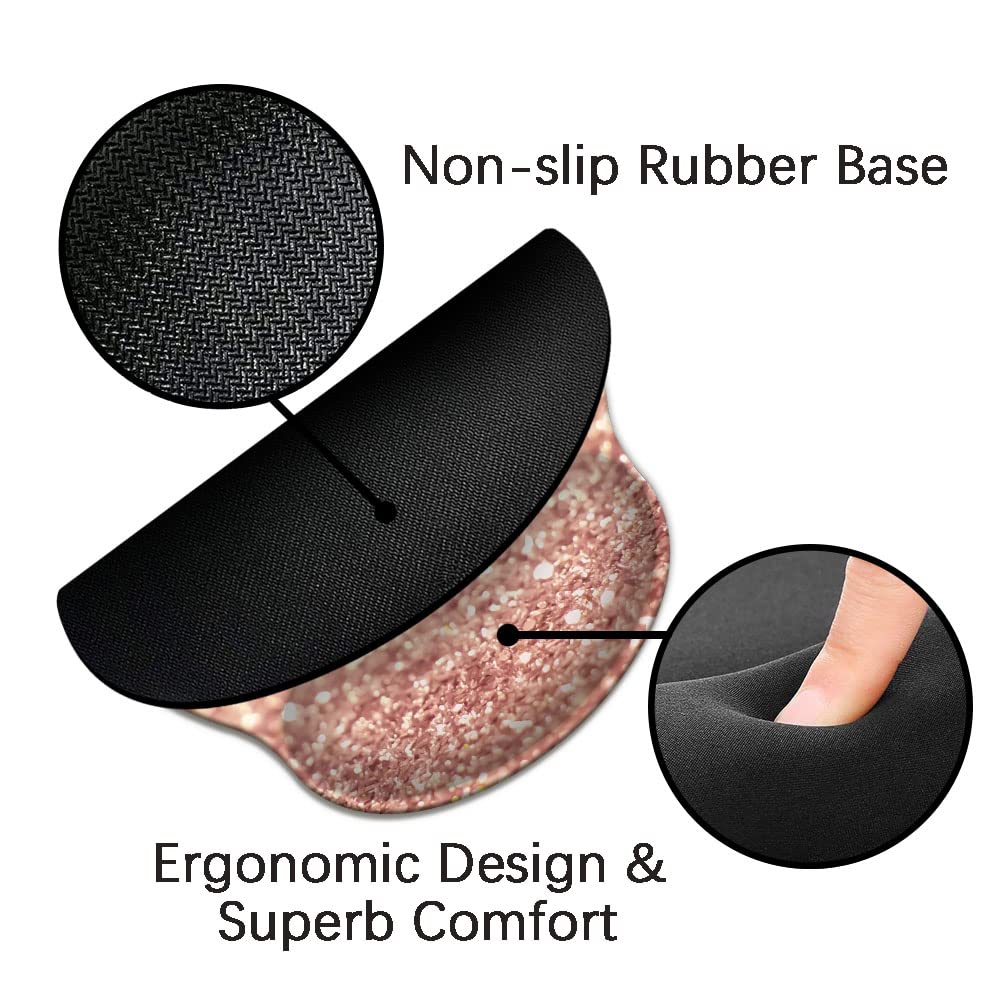 Tappetino ergonomico per mouse con supporto per poggiapolsi in gel, foglie di palma, base in gomma antiscivolo, per casa, ufficio, laptop, facile digitazione e sollievo dal dolore