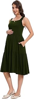 Smallshow Women's Maternity Tank Dress Sleeveless Ruffle Pregnancy Clothes - Buy now