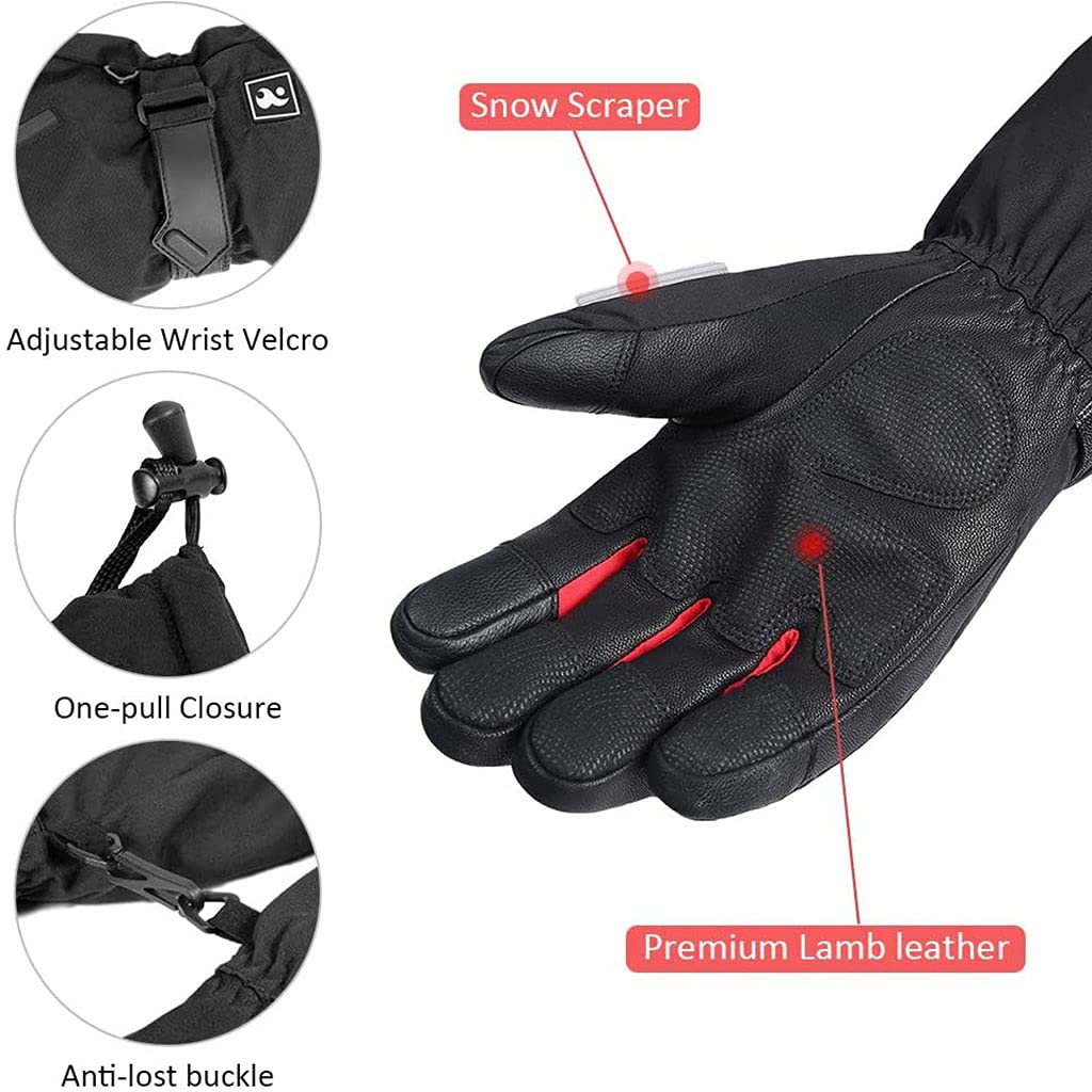 CHEWYNP Guantes calefactables de Piel de Cabra, para Hombres y Mujeres, 3000 MAh, Recargables, eléctricos, para Artritis, Calentadores de Manos, Guantes de esquí calefactables, Mitones, ni