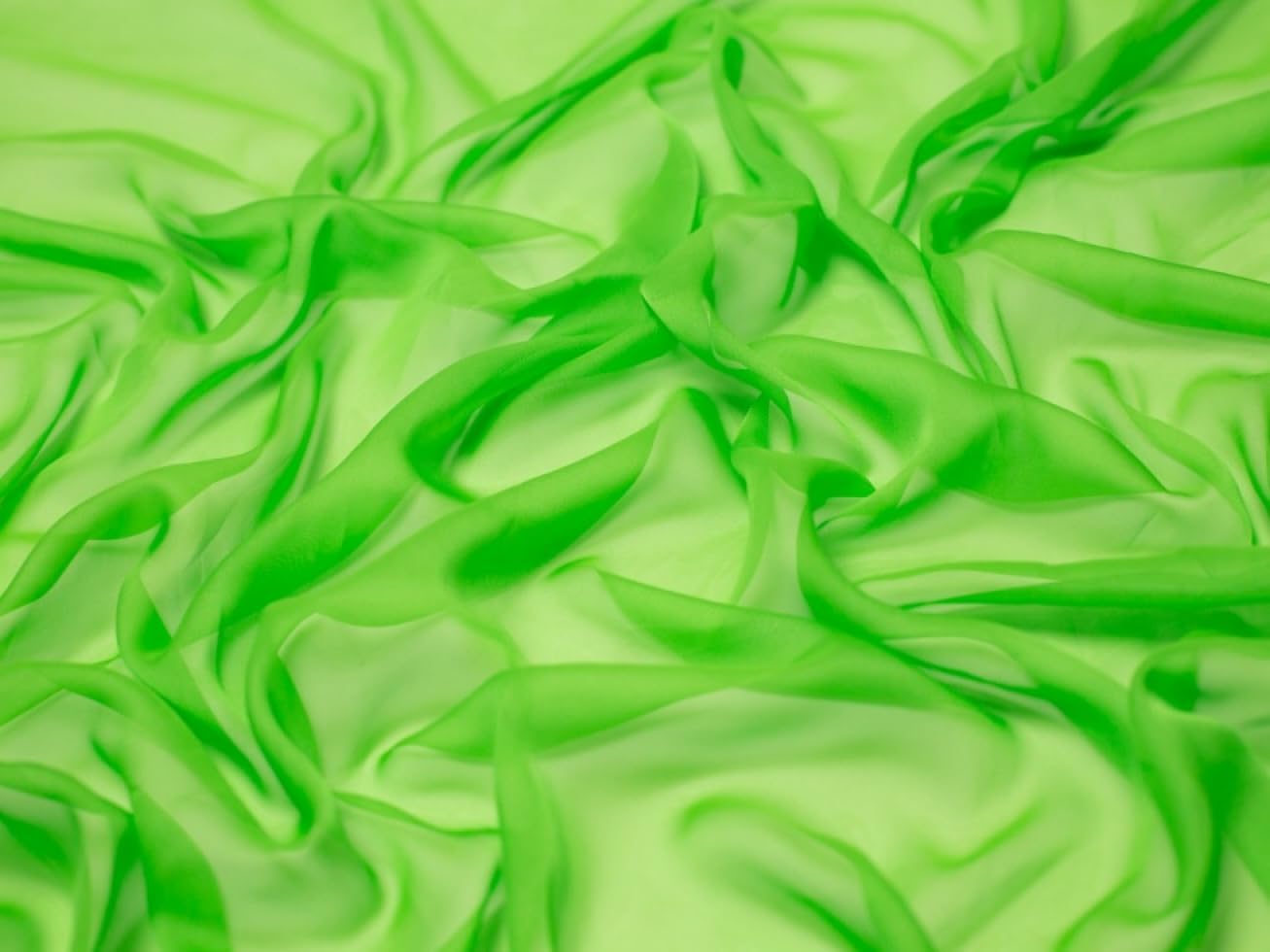 Minerva Core Range Cationic Sheer Chiffon Fabric Lime Green - Lightweight & Suitable for Dressmaking - Approx Width: 145cm / 58" - Sold per metre