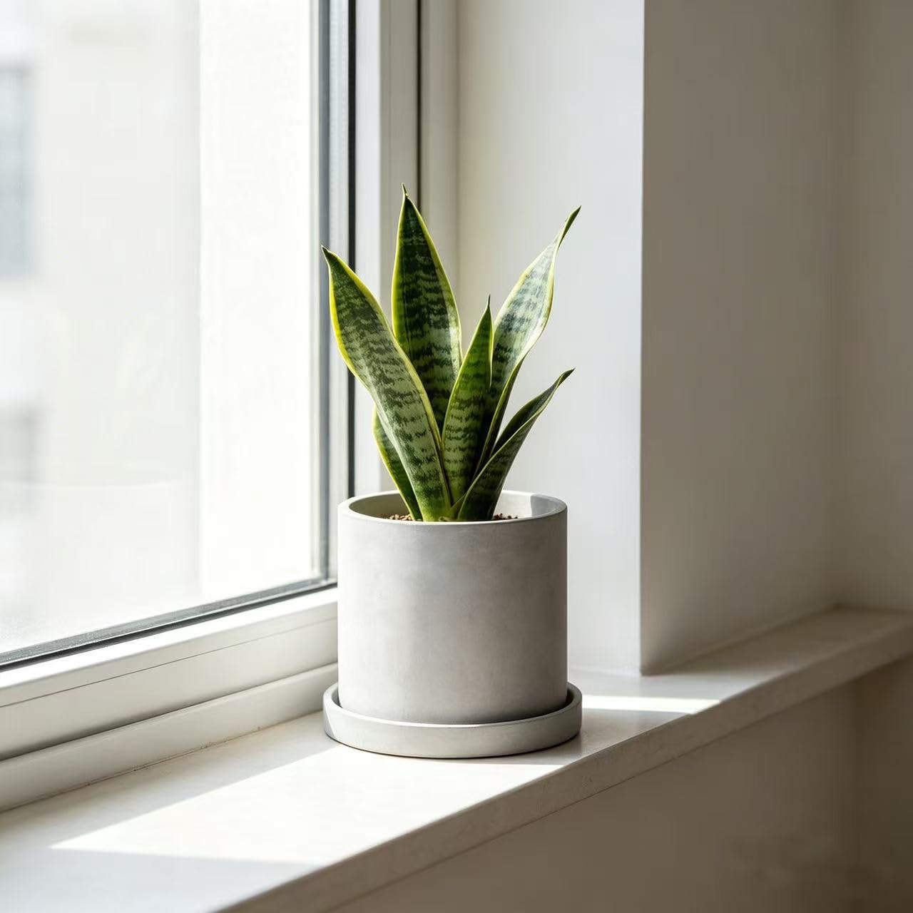 Ekirlin, fioriera da interni in cemento, vaso geometrico per interni ed esterni, con vassoio in plastica, vaso cilindrico in cemento per il giorno del lavoro (17 cm)