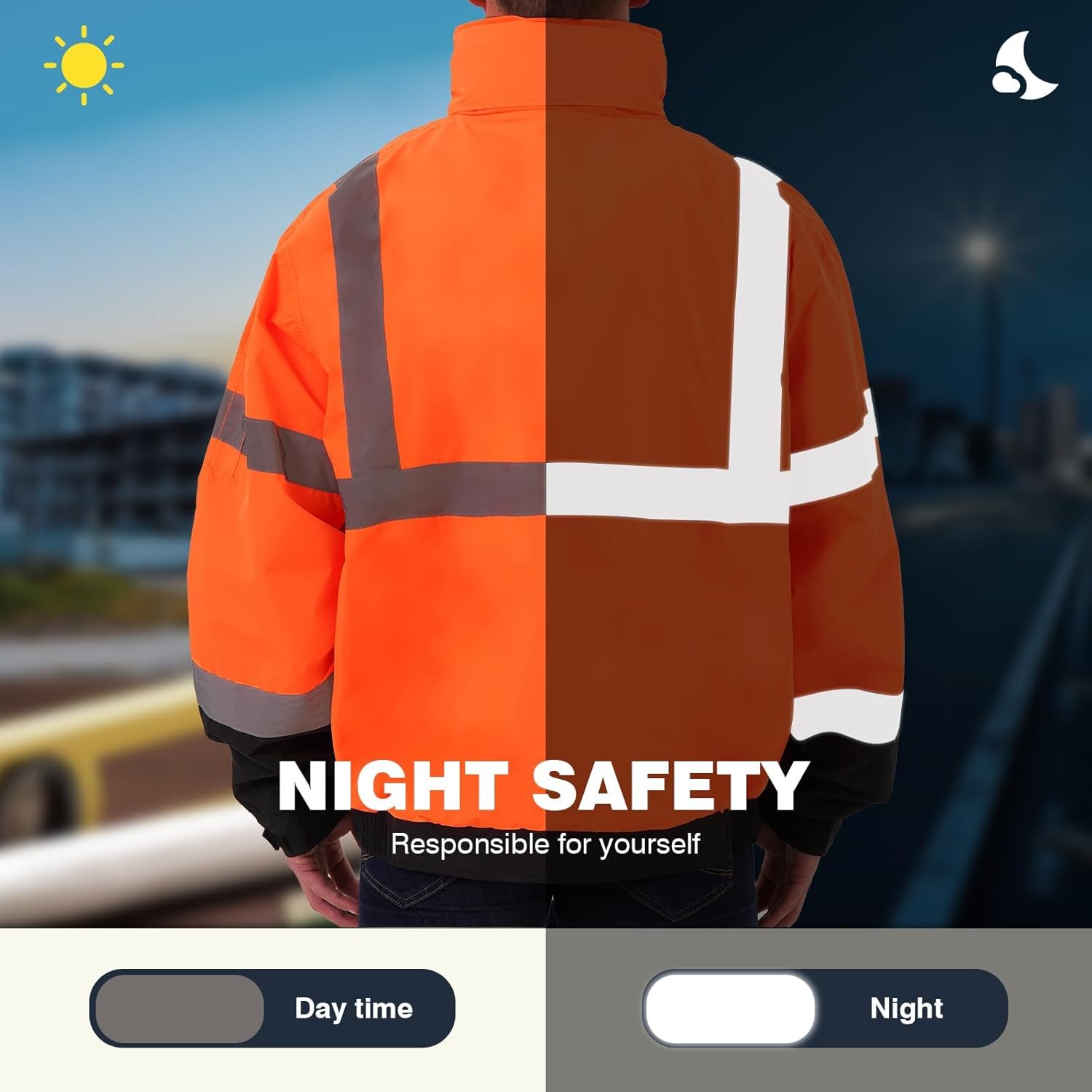 SKSAFETY Hi Vis Safety Rain Jacket for Men, Construction Work Rain Gear Heavy Duty Class 3 Rain Coat Waterproof Lightweight - Image 5