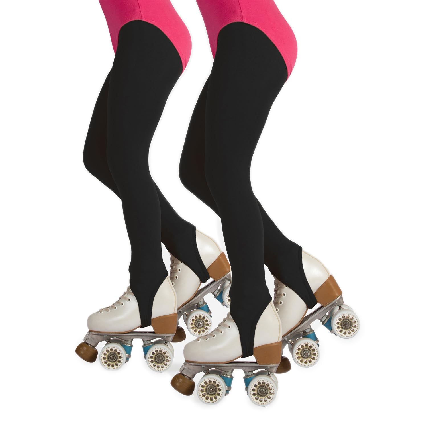 CALZITALY Mädchen Rollschuh und Eiskunstlauf Strumpfhose mit Steg, Schwarz, Hautfarbe, Karamell, 6-12 Jahre, 70 DEN, Made in Italy