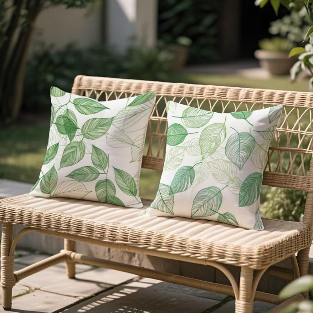 Housse de coussin extérieur imperméable 40x40 cm lot de 2 en lin pour canapé de jardin terrasse