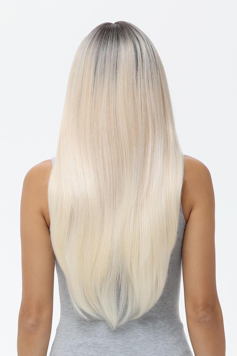 BUYOGET Long Wigs for Women with Fringe Adjustable Straight Synthetic Hair Wig Cosplay Daily Use Wigs 24 inch Ombre Blonde - Image 4