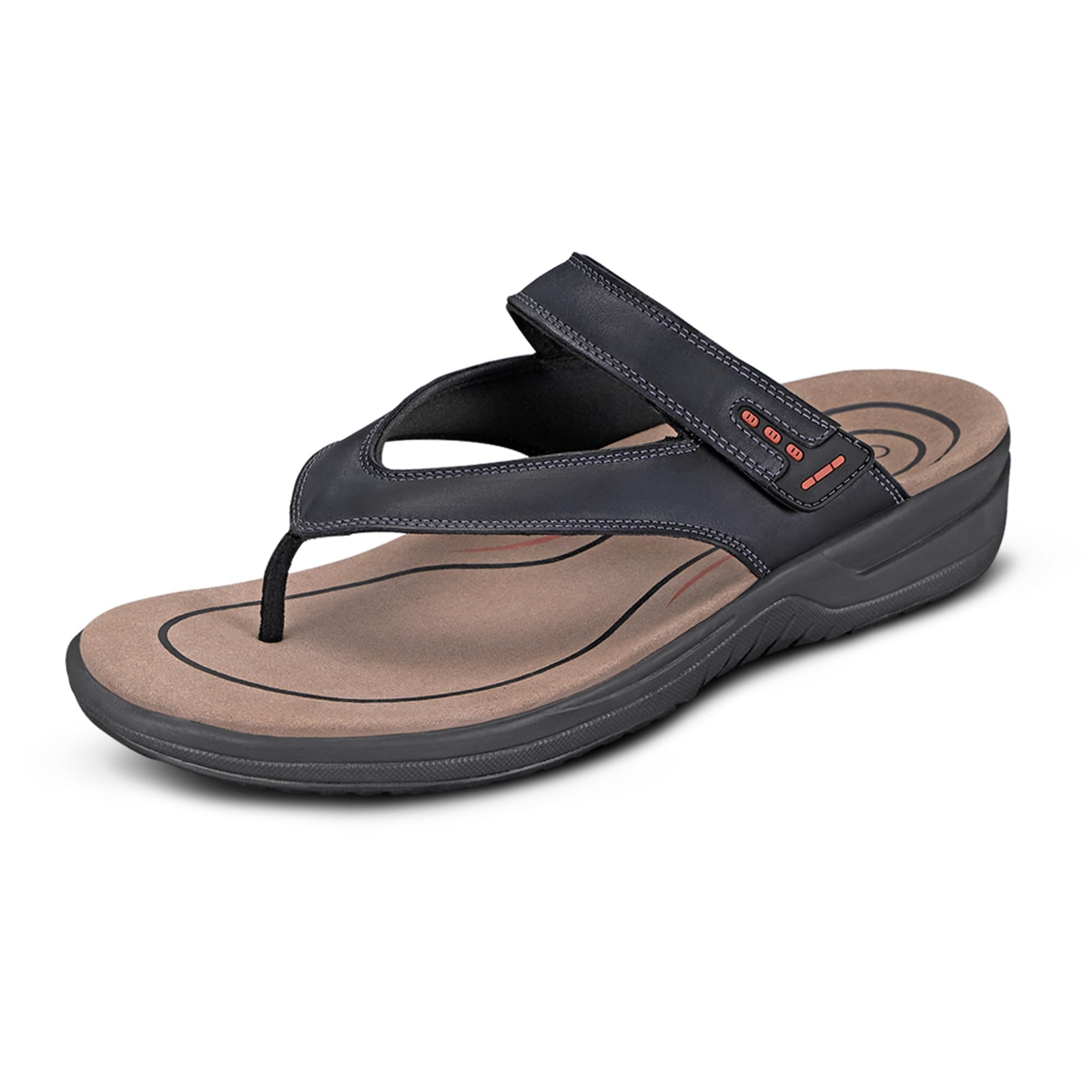 Orthofeet Men's Orthopedic Leather Eldorado Flip-Flop Sandals