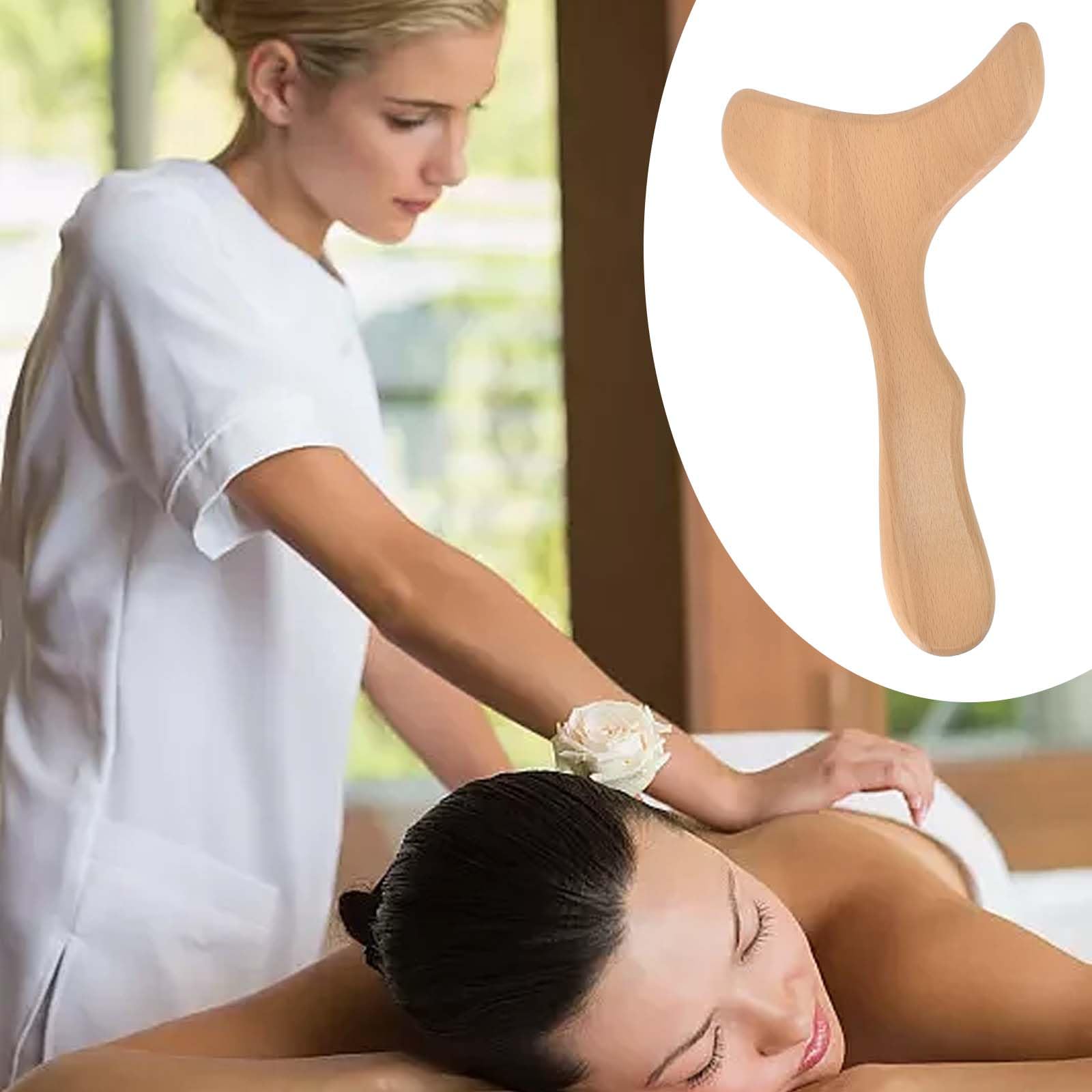 Massaggiatore in Legno, Strumento di Drenaggio Linfatico, Massaggiatore Anticellulite Legno Migliora Circolazione, Gua Sha Board per Allevia il Dolore al Collo e Schiena (29 * 16 * 1.6cm)