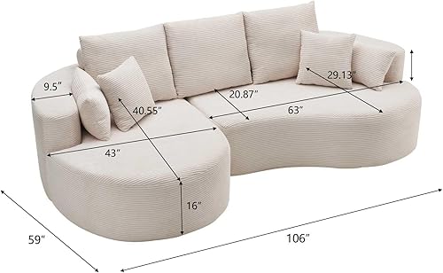 Miniatura 2 de Christopher Knight Home Carden - Sofá modular curvado de 106 pulgadas, cómodo sofá con diván, moderno sofá nube con asiento profundo, juego tapizado