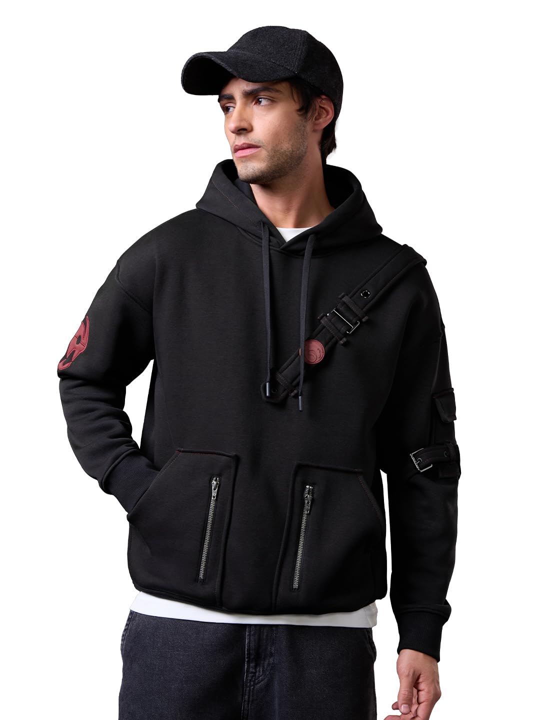 the souled store How to Train Your Dragon: Night Fury Men and Boys Full Sleeves Hooded Neck Black Cotton Blend Drop Shoulder Streetwear Winter Ready Embroidered Oversized Hoodies-picture-12