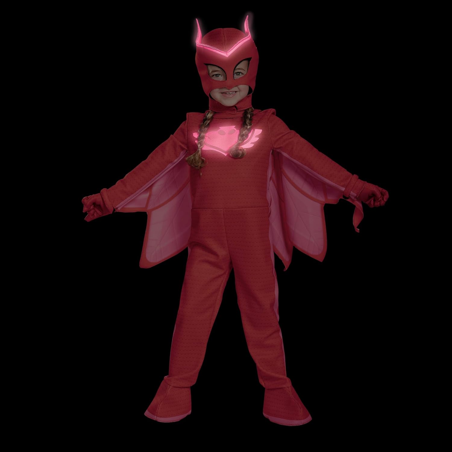 Owlette Costume, Official PJ Masks Glow Costume Jumpsuit and Mask