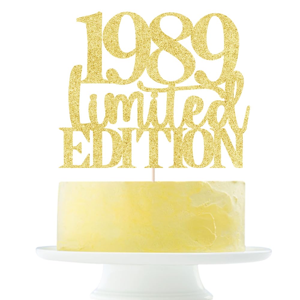 Photo 1 of *Minor damage* Limited EDITION 1989 cake topper 37th birthday happy birthday cake topper men and women cheer 37 years old handmade gold glitter cake decoration (1989)