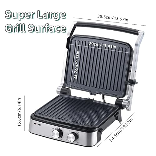 image for Vivicreate 5 in 1 Contact Grill, Stainless Steel Panini Press and Sand
