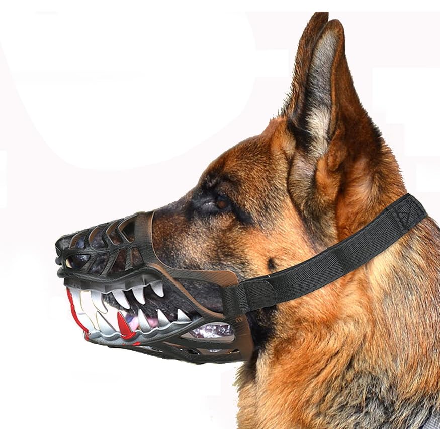 Bozal Halloween de Canasta para Perros,Perro Bozal,Respirable Boca Cubierta Y Ajustable Correa,Evitar Morder,Masticar,Bozal De Canasta para Perros Pequeños,Medianos Y Grande,Cosplay disfraz,29-41cm