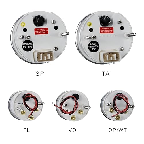 Miniatura 3 de MOTOR METER RACING - Juego clásico de 6 medidores con velocímetro eléctrico GPS, odómetro digital, esfera blanca, aguja negra, iluminación de