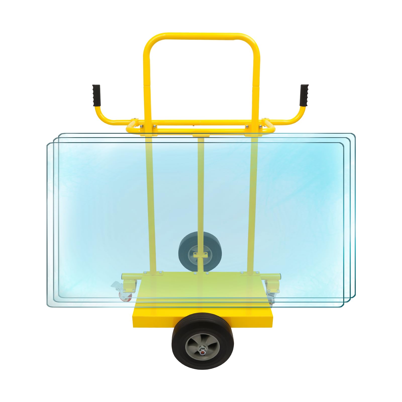 Carro de placas de 300 kg para paneles de yeso, 2 ruedas de acero con frenos y 2 ruedas de goma, placa base de 58 cm, para placas de madera, chapas, puertas, placas de yeso, colchones
