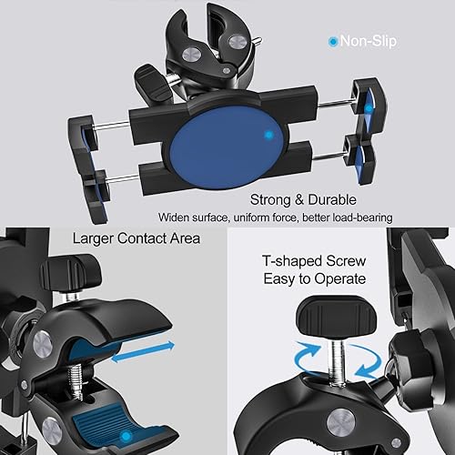 Miniatura 7 de Soporte para tablet de cochecito para bebé, soporte para teléfono, iPad, abrazadera de manillar para carrito de golf, silla de ruedas, scooter,