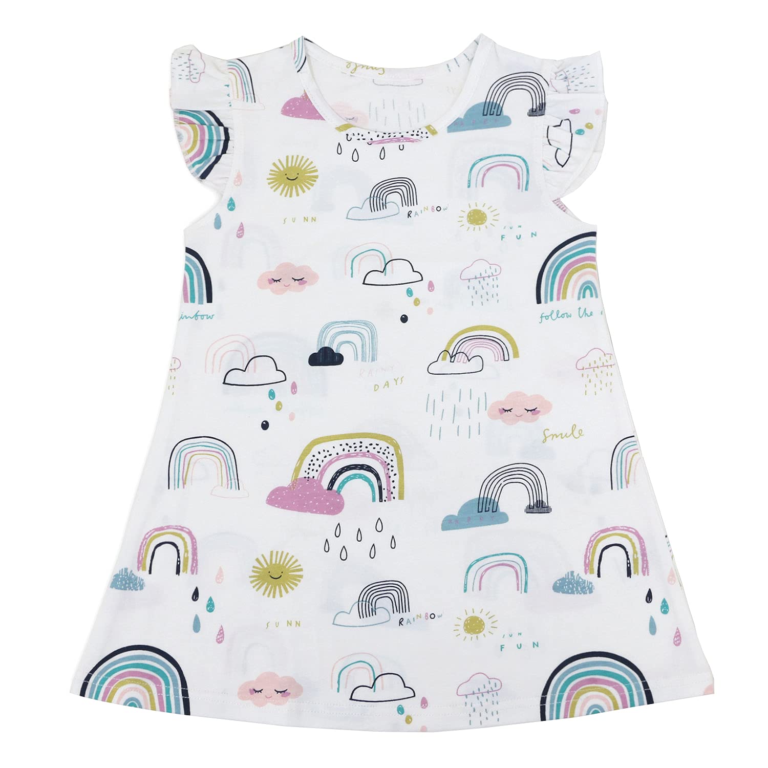 SAMGU Chemise De Nuit Fille Cotton Robe de Nuit à Manches à Volants Été Rose
