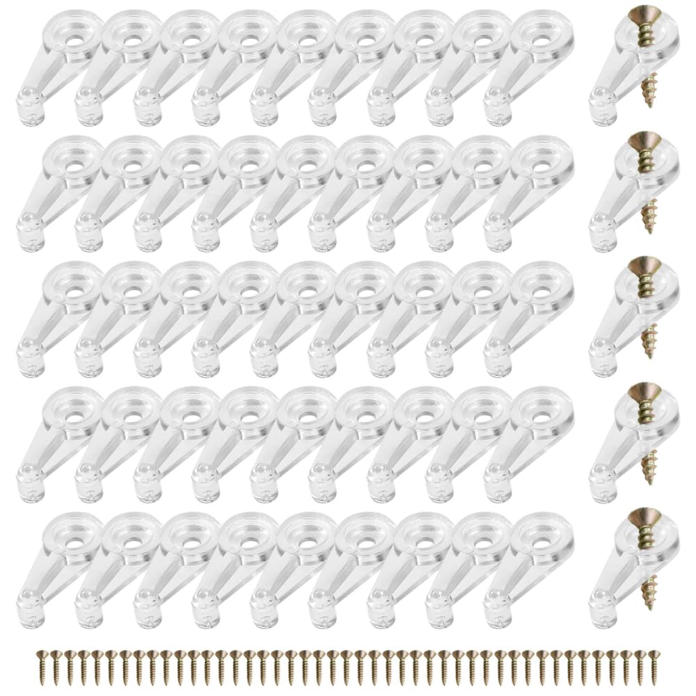 Mioyoow 50Pcs Glass Retainer Clips Kit, Transparent Glass Door Retainer Clips With Screws For Fixing Cabinet Screen Frame Glass Doors