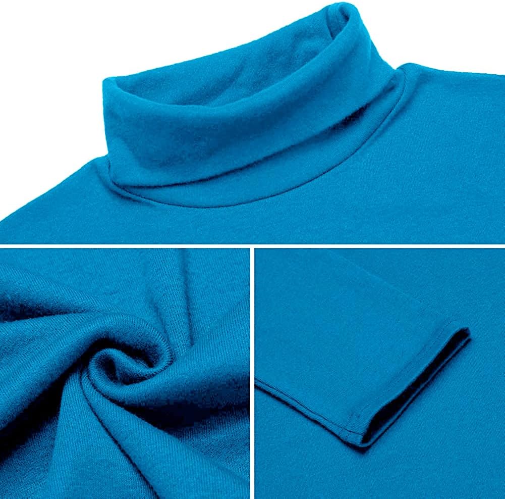 Men's Slim Fit Lightweight Long Sleeve Knitted Pullover Top Turtleneck Sweater T-Shirt - Image 5