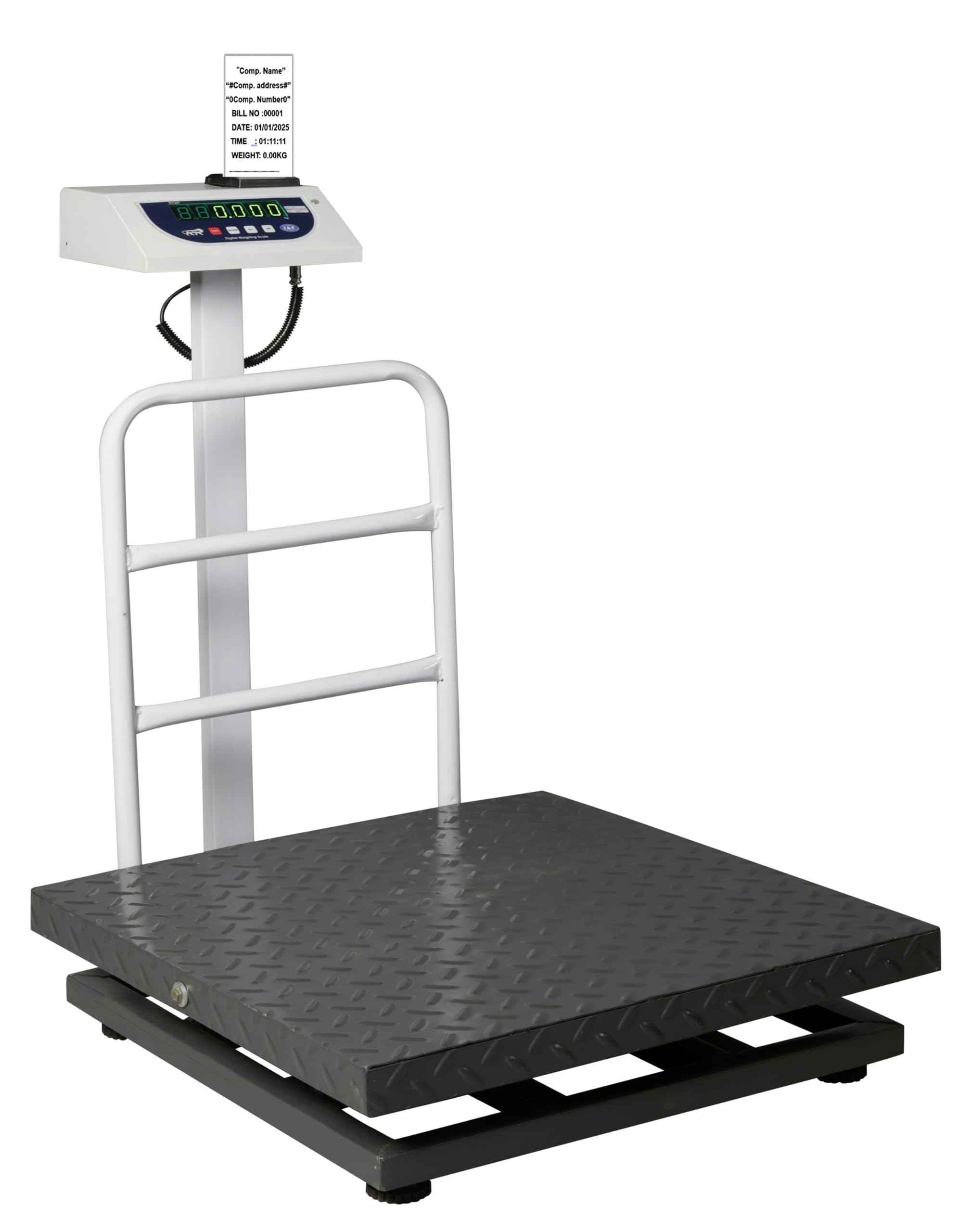 iScale P-500M: 500kg x 50g Commercial Scale with Weight Slip Printing by Built-in Thermal Printer, 600x600mm Mild Steel Chequered Platform, Calibration Certificate Included-image-7
