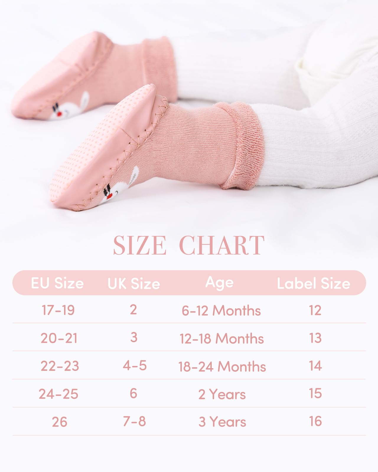 Adorel Baby Hüttenschuhe Gefüttert Frottee Anti-Rutsch Winter Socken 2 Paar