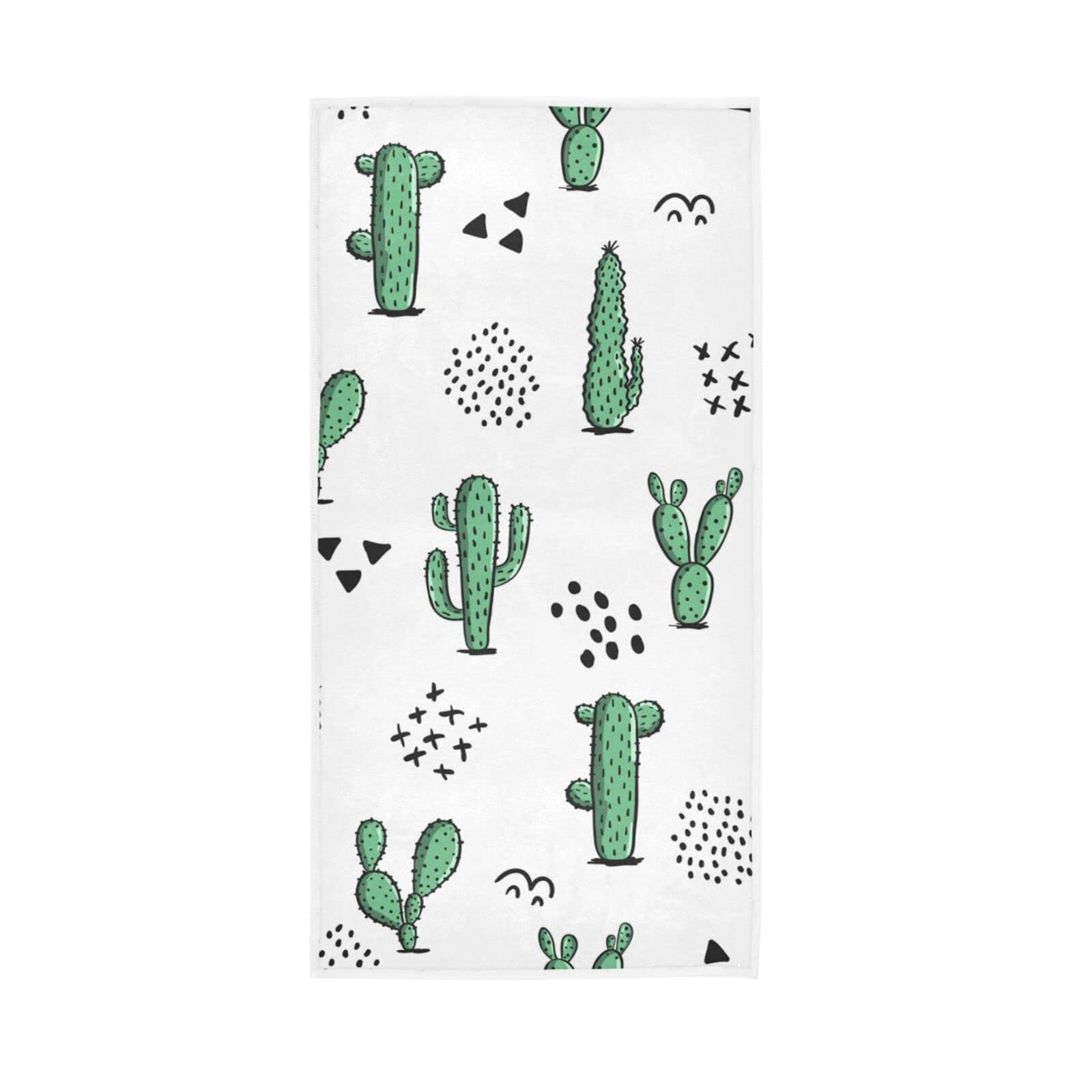 LSRCPD Hand Towels Green Cactus Cacti Decor Fingertip Soft Face Towel Absorbent Bathroom Kitchen Towels