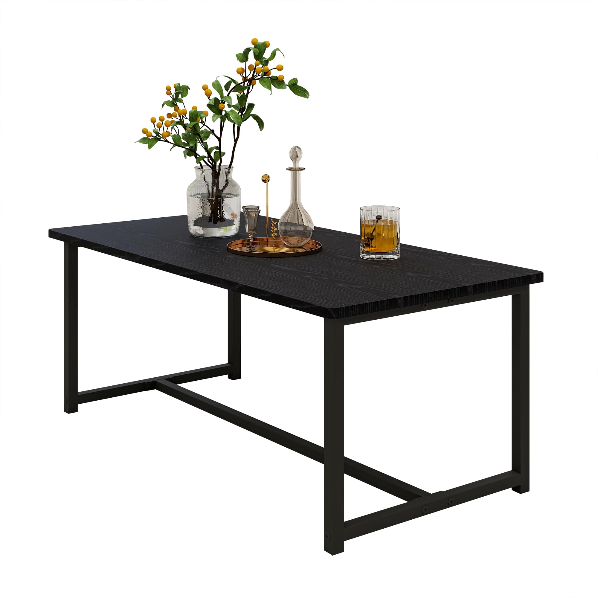 Couchtisch, Wohnzimmertisch, Modern Rechteckiger Metall Kaffeetisch, einfache Montage, für Wohnzimmer, Schlafzimmer, Schwarz